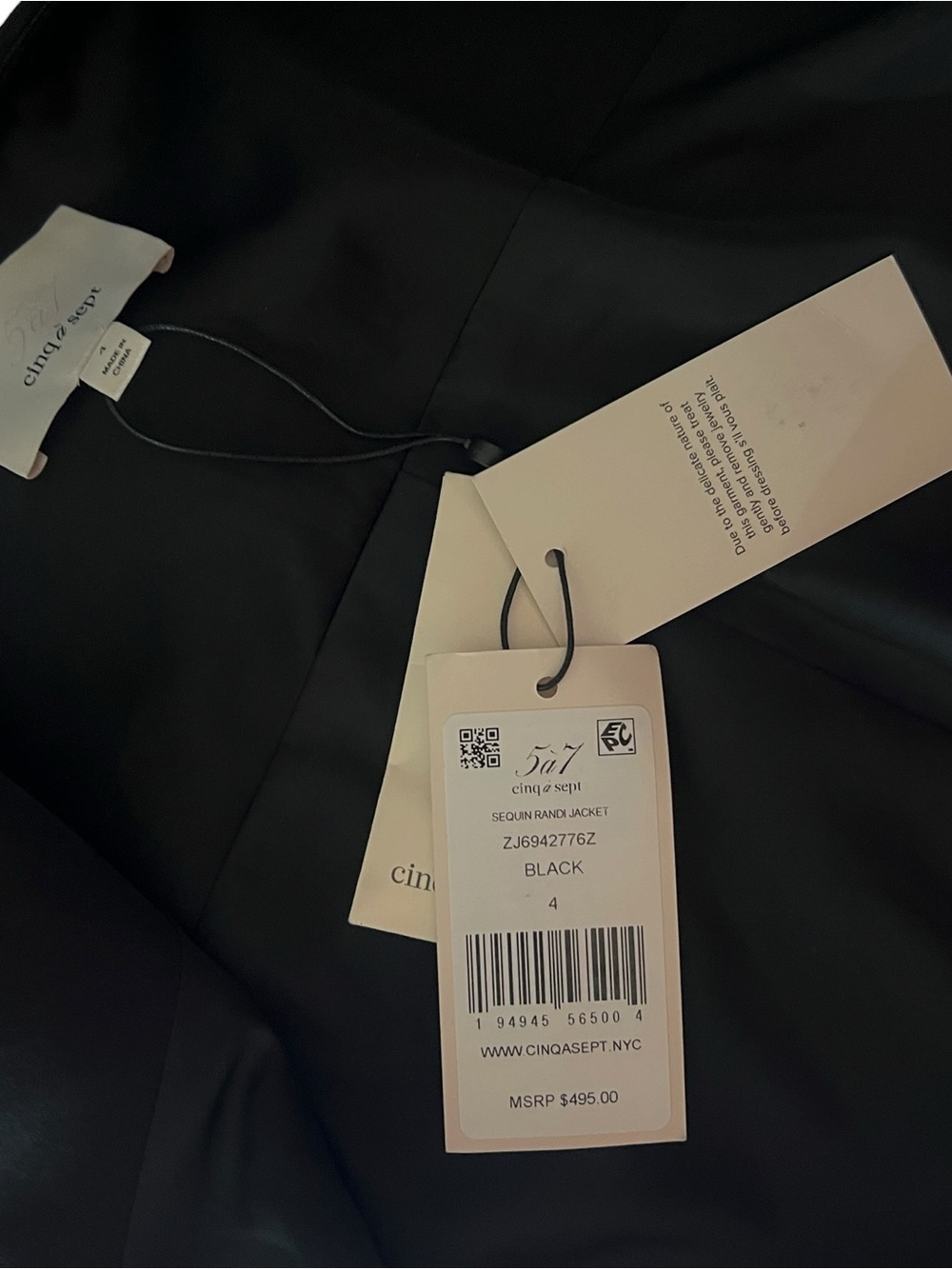 NWT cinq a sept Black Sequin “Randi” Cropped Blazer Jacket with Gold Buttons - Picture 10 of 14